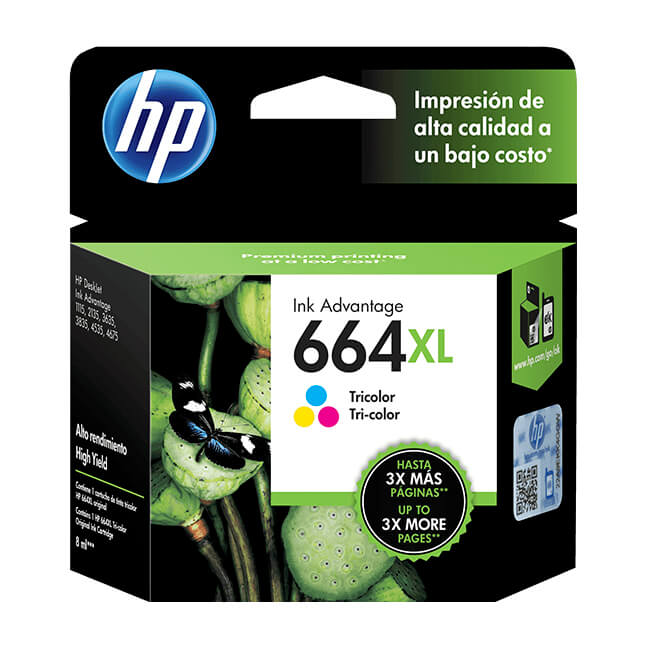 Tinta Hp F6V30AL (664XL) Tricolor 330Pag.